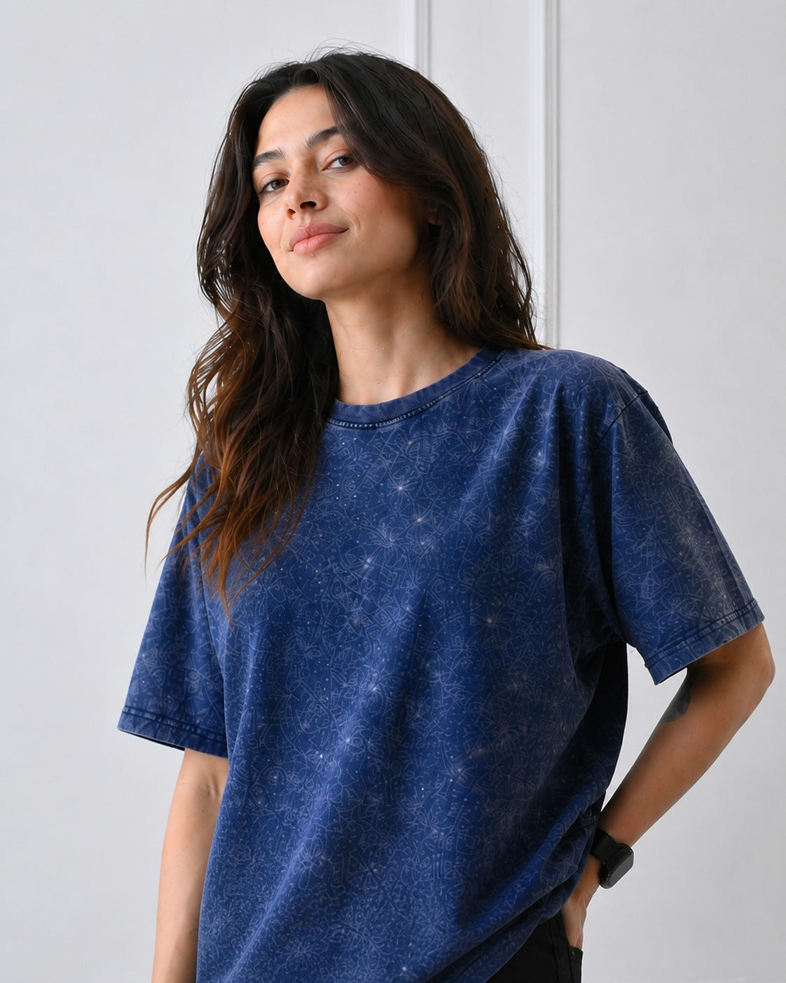 Blue Acidwash Oversized Tshirt For Men