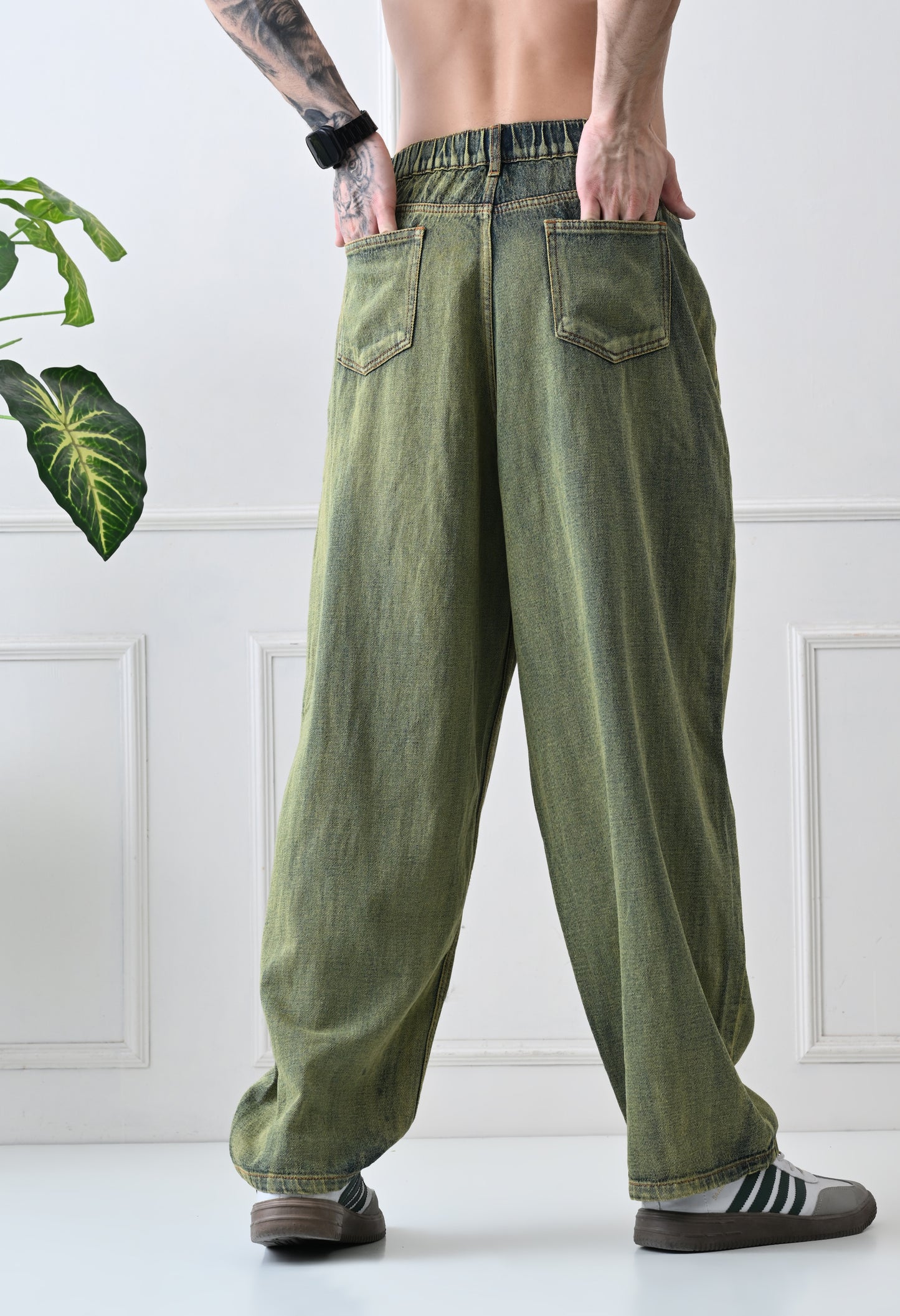 Olive Fade Baggy Denim