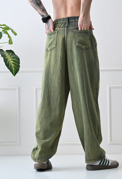 Olive Fade Baggy Denim