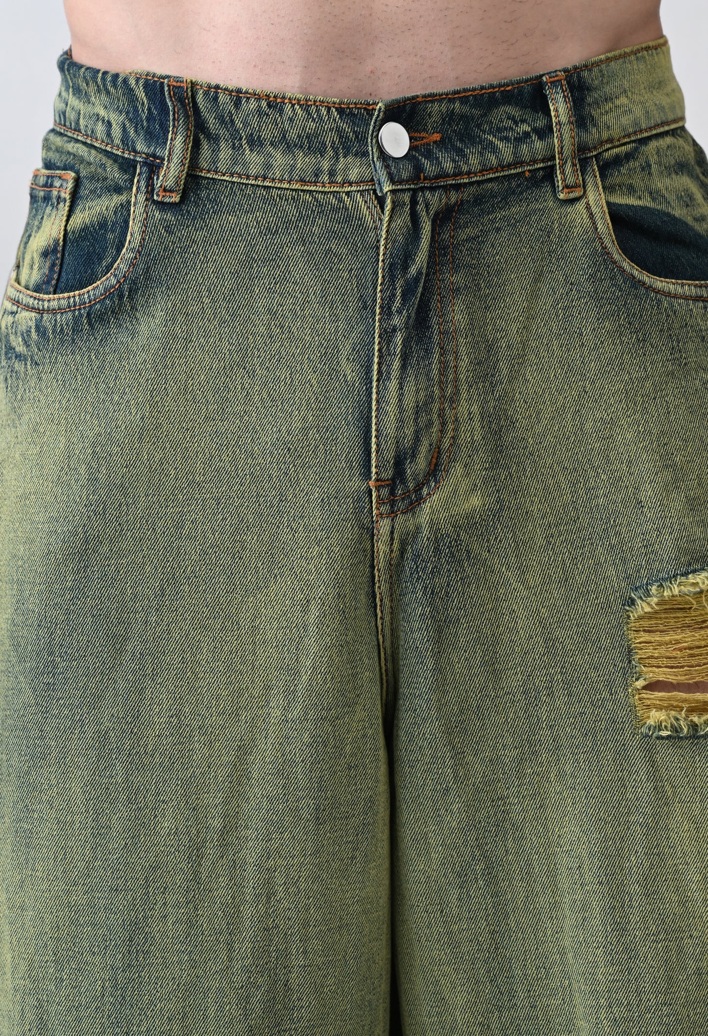Olive Fade Baggy Denim
