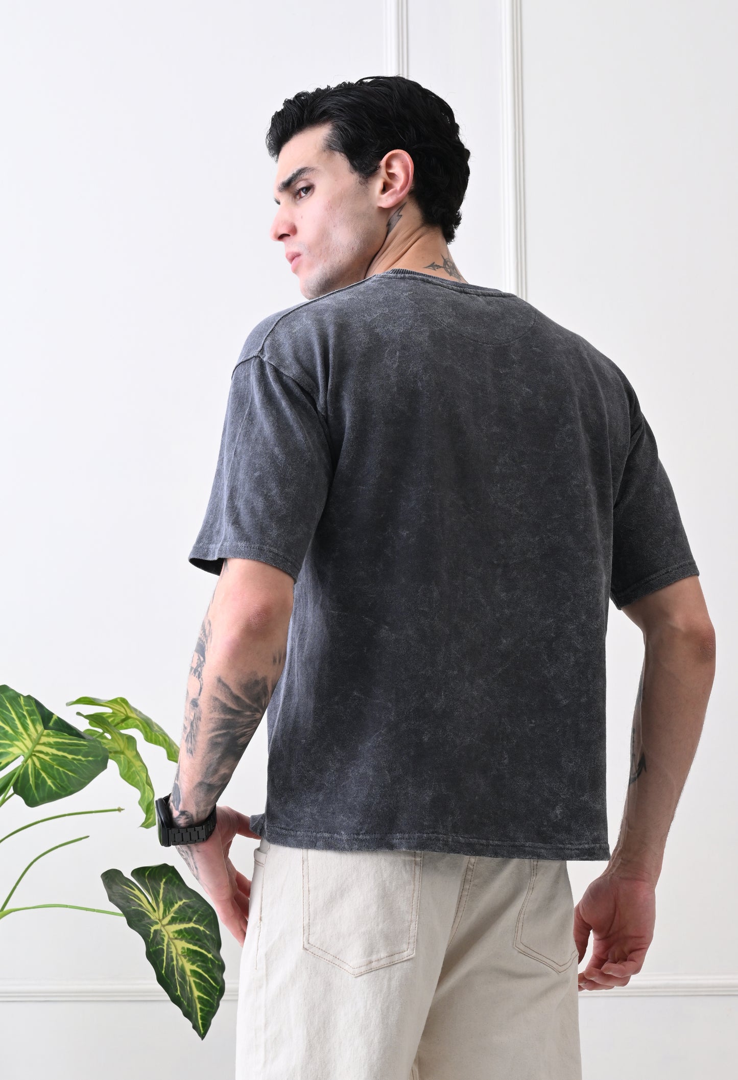 Black Acid Wash Tshirt By GrowSomeBalls