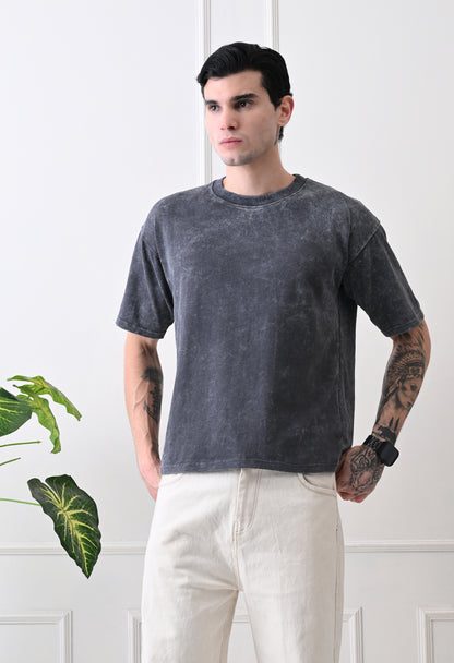 Black Acid Wash Tshirt By GrowSomeBalls
