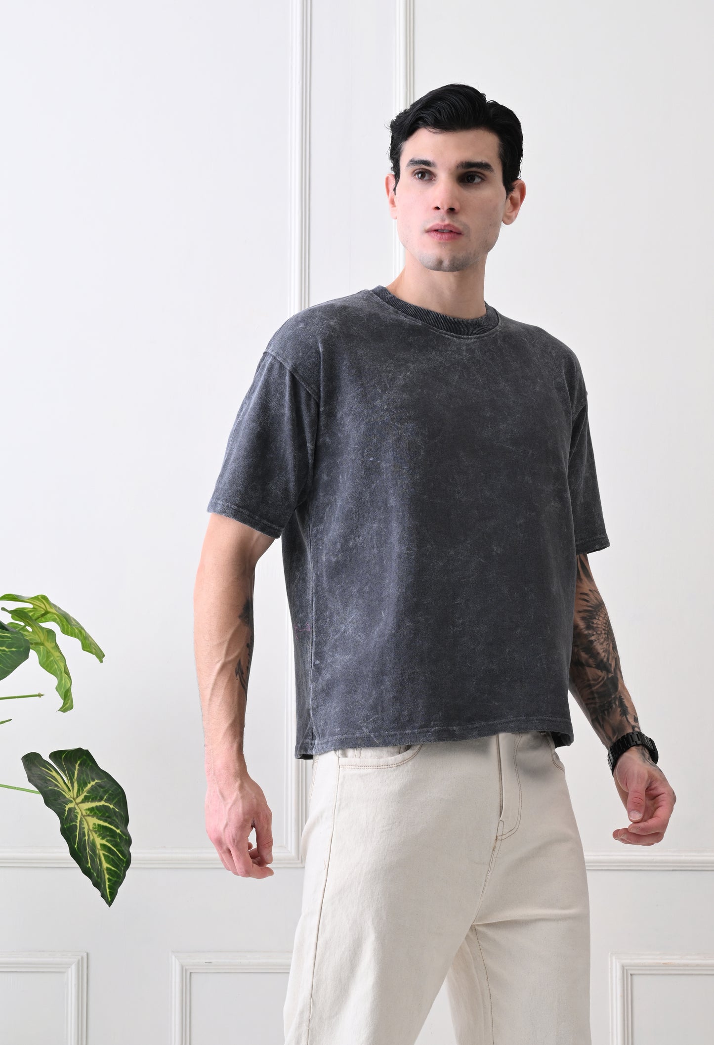 Black Acid Wash Tshirt By GrowSomeBalls