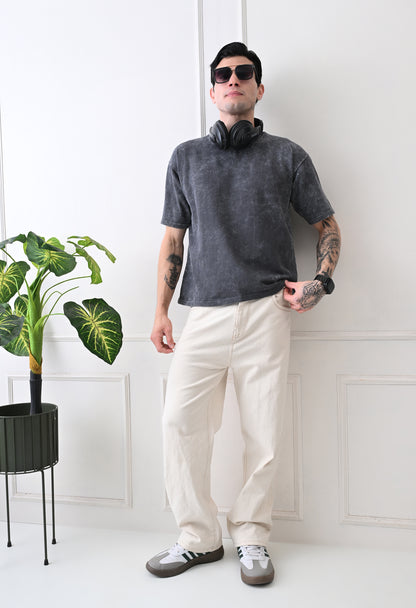 Black Acid Wash Tshirt By GrowSomeBalls