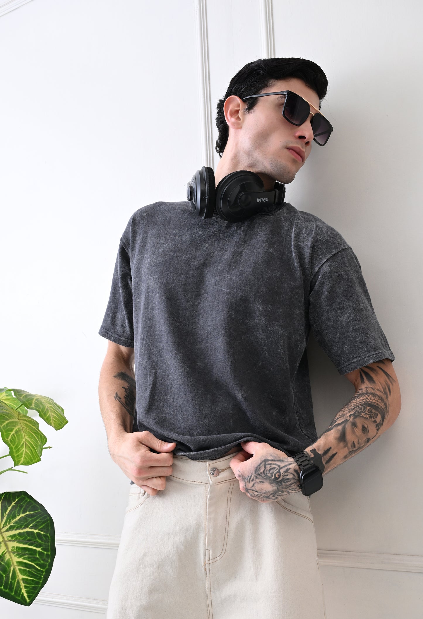 Black Acid Wash Tshirt By GrowSomeBalls