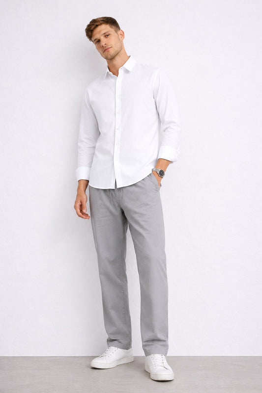 Urban Grey Pure Linen Relaxed Trouser