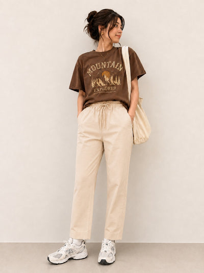 Beige Pure Linen Wide Leg Trouser Women