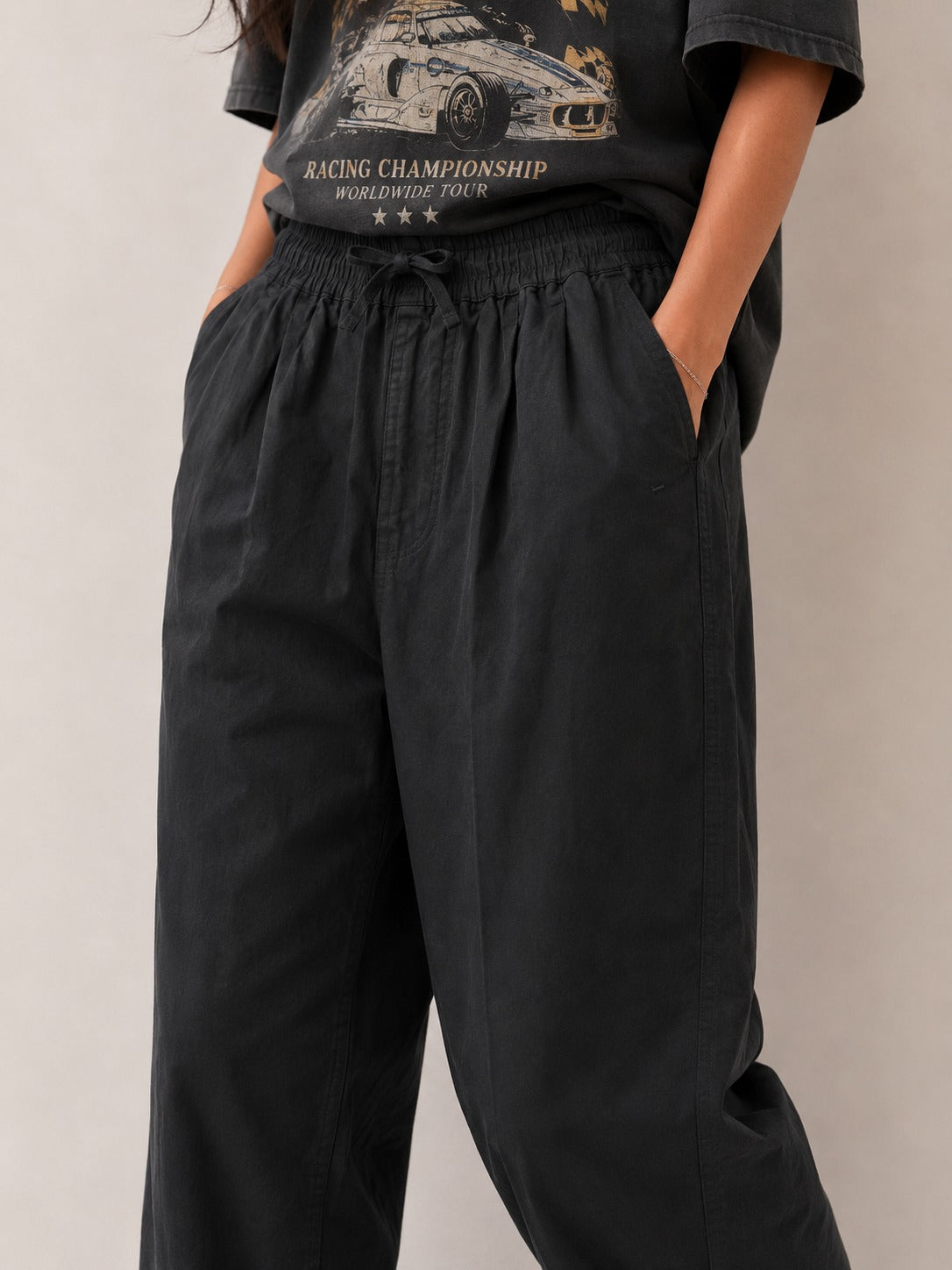 Black Pure Linen Wide Leg Trouser Women
