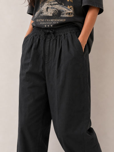 Black Pure Linen Wide Leg Trouser Women