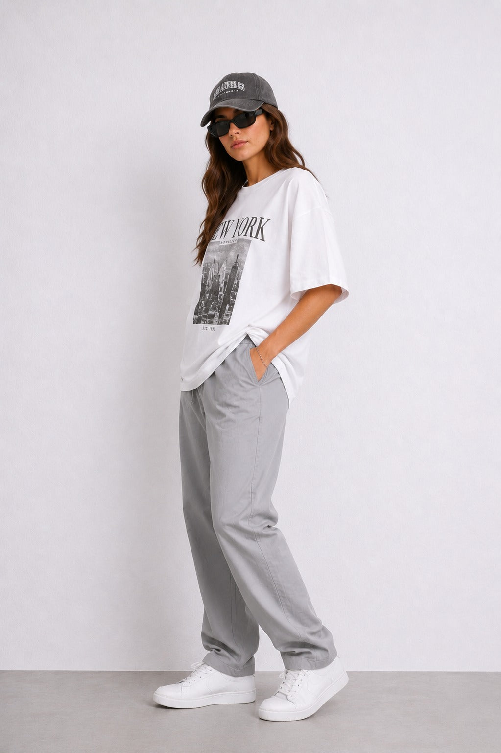 Ash Grey Pure Linen Wide Leg Trouser Women