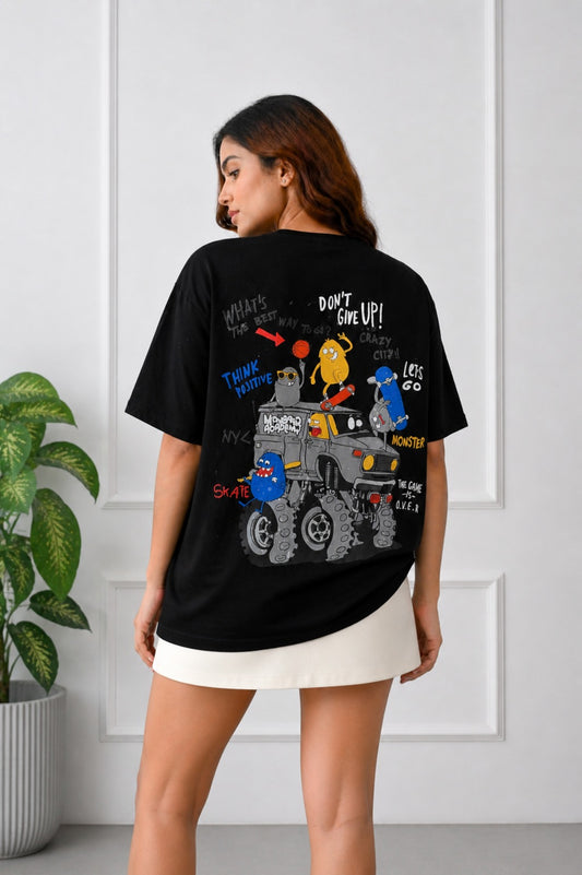 Dont Give Up Print Oversized Tshirt