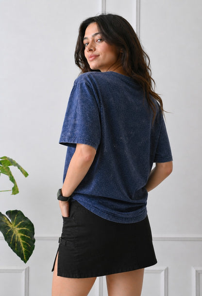 Blue Acidwash Oversized Tshirt For Men
