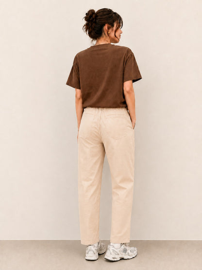 Beige Pure Linen Wide Leg Trouser Women