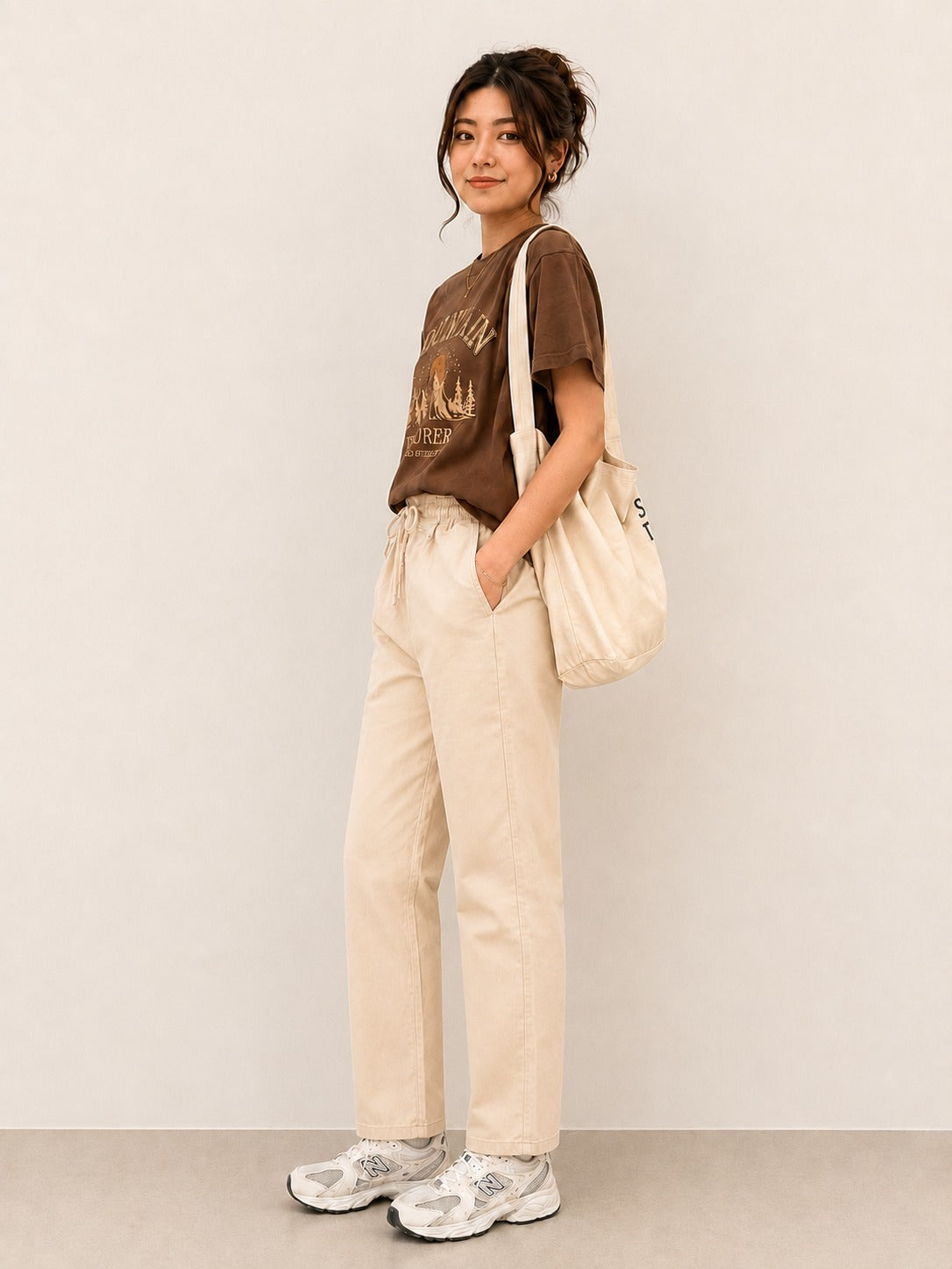 Beige Pure Linen Wide Leg Trouser Women