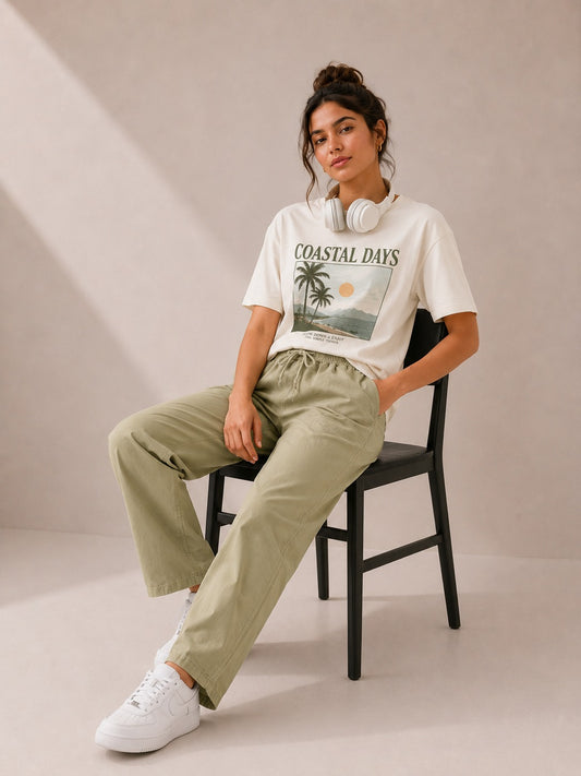 Sage Green Pure Linen Wide Leg Trouser Women