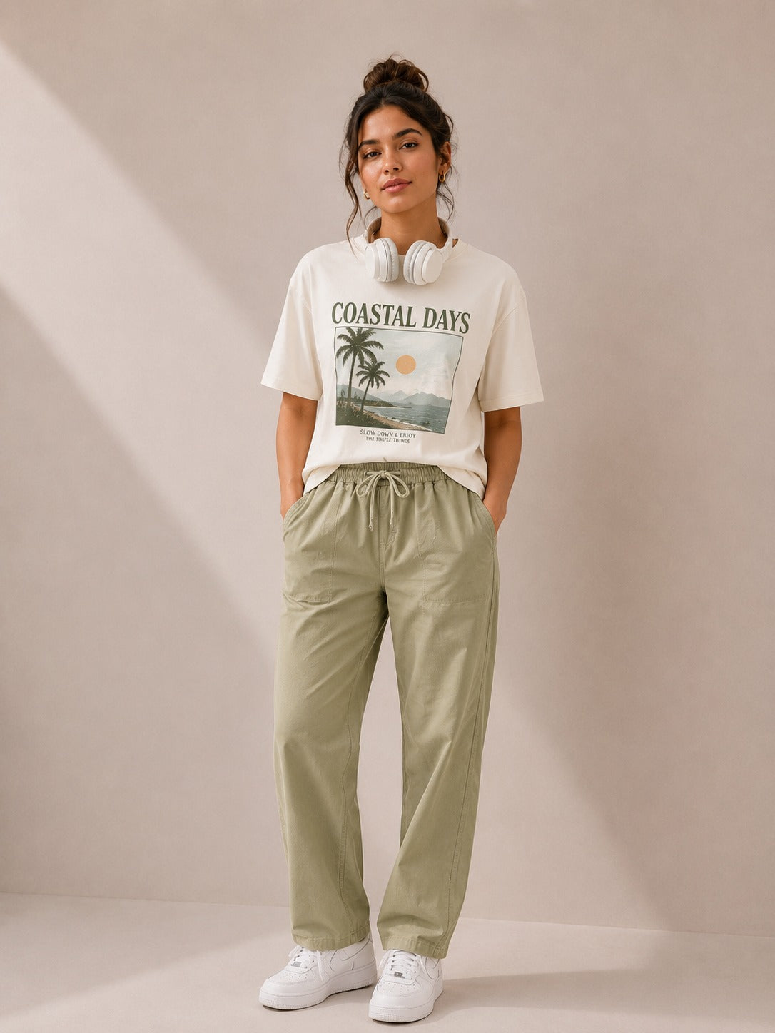 Sage Green Pure Linen Wide Leg Trouser Women