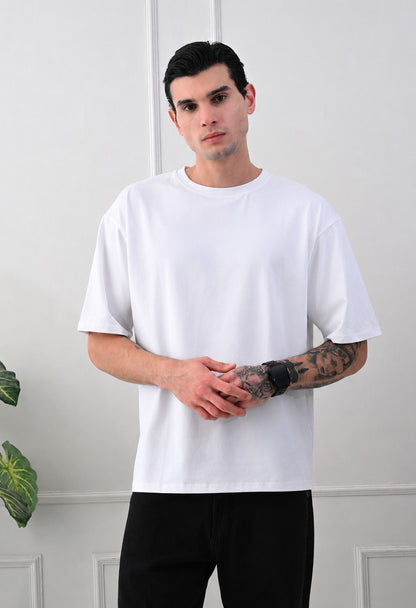Black Rose Printed White Oversized T-shirt